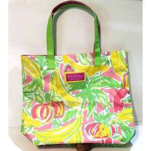 Lilly Pulitzer Estee Lauder Banana Print Carryall Tote Bag Vibrant Summer Floral